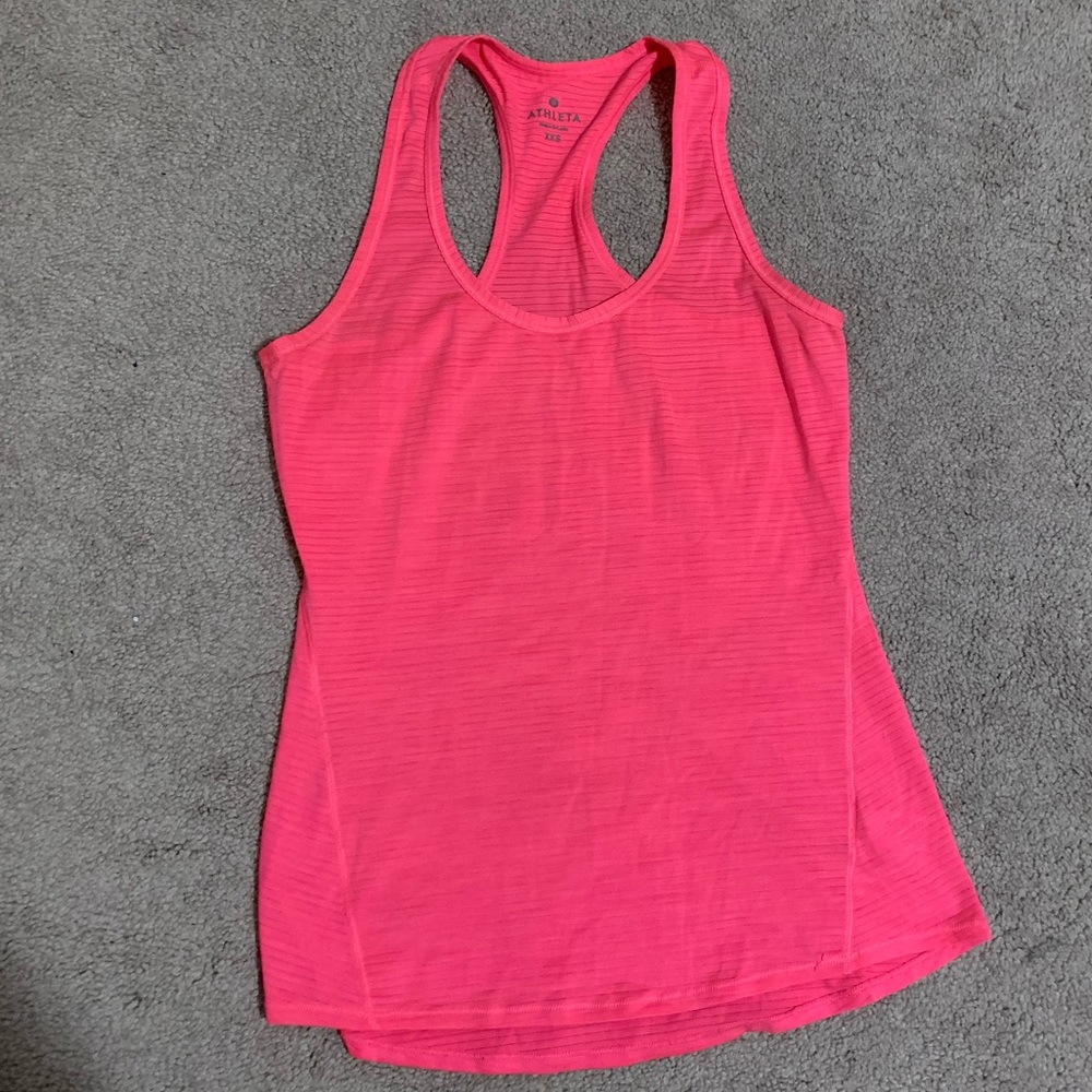 Athleta Shadow Stripe Chi Tank Neon Pink XXS